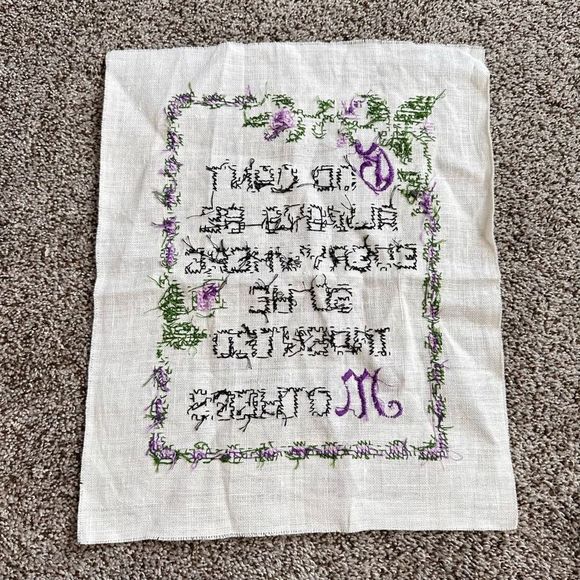 Vintage Embroidered God Invented Mothers Sampler Folk Art Primitive Handmade 80s - Picture 8 of 10